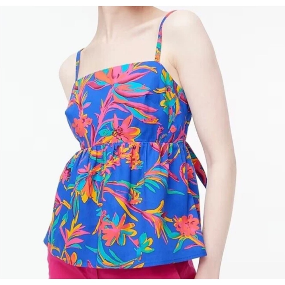 J.Crew Floral Tie Back Peplum Cami Top | Size 12